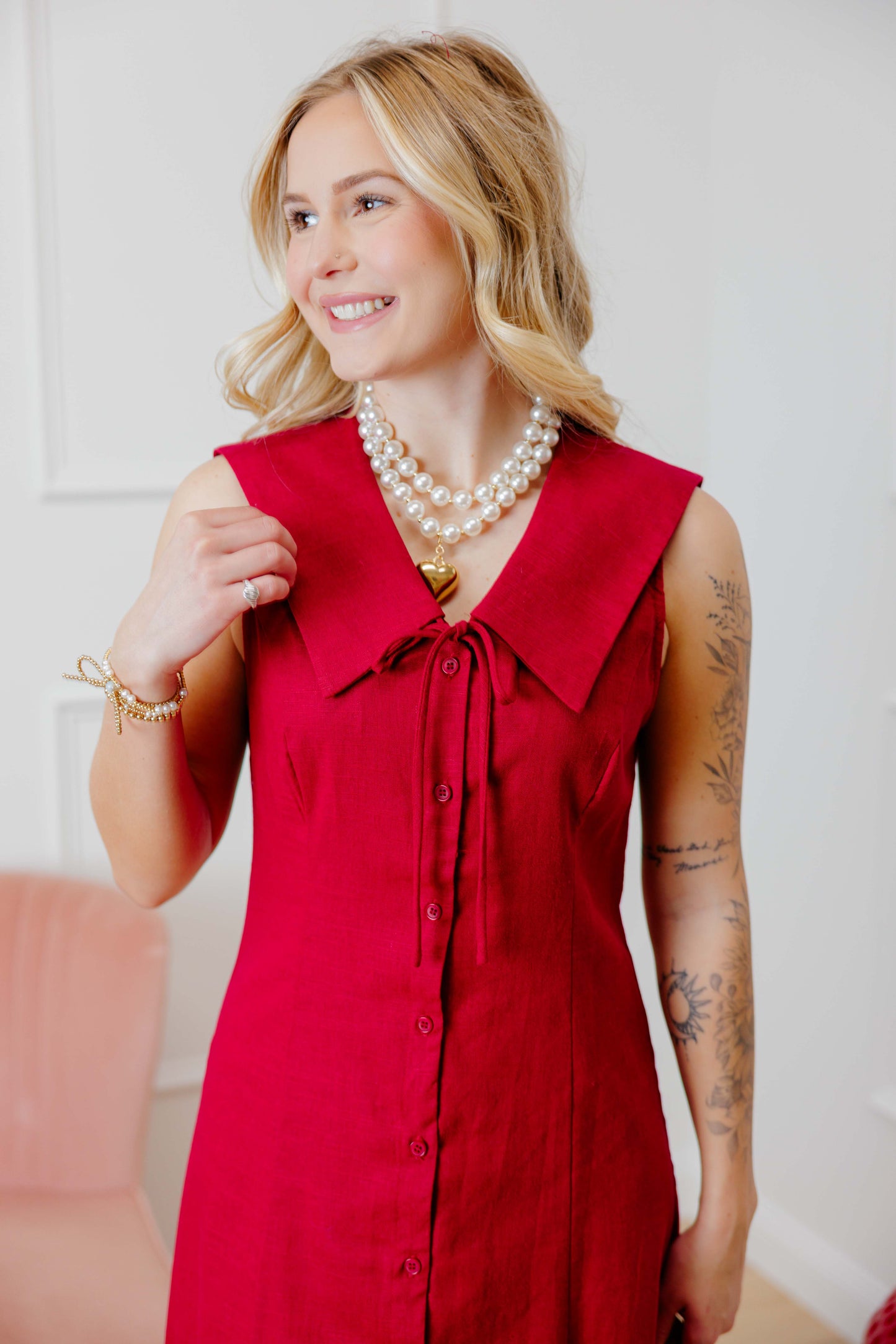 Burgundy Sailor Midi Dress