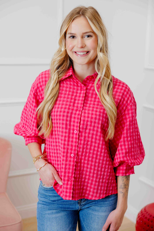 Red/Pink Gingham Bubble Shirt