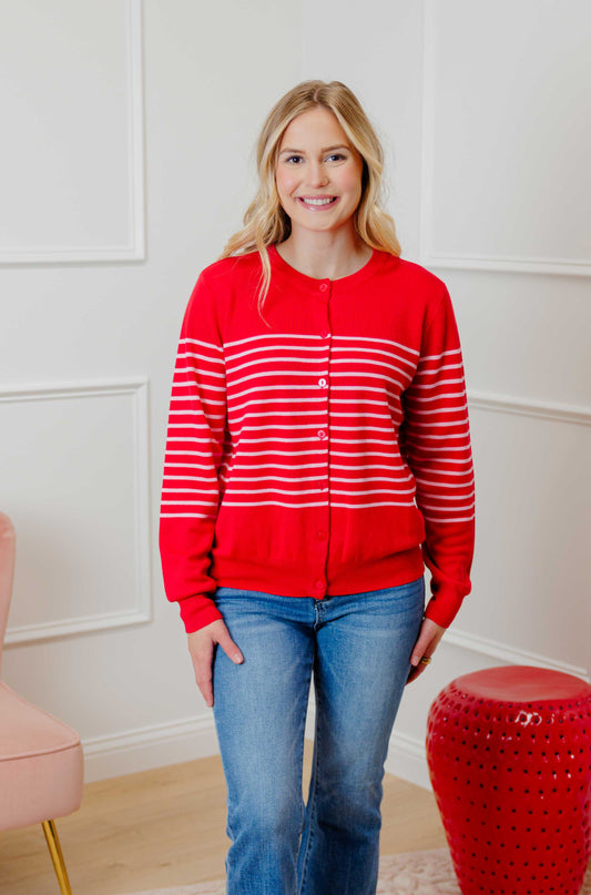 Red Striped Cardigan