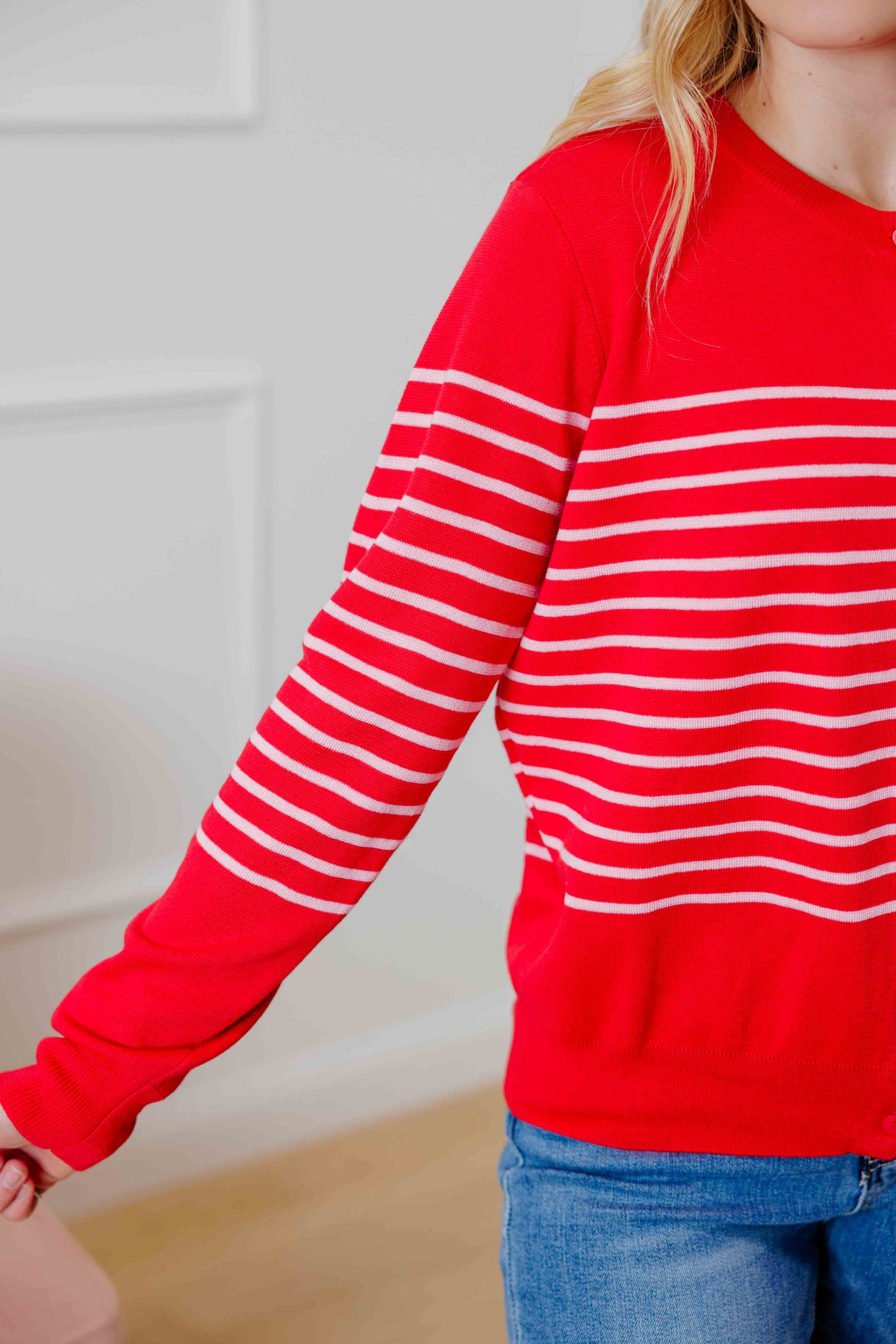 Red Striped Cardigan