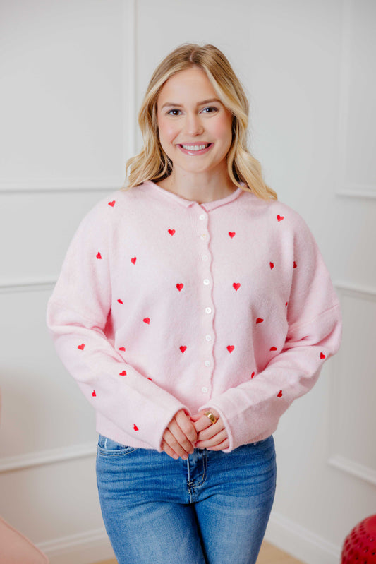 Pink Red Heart Sweater