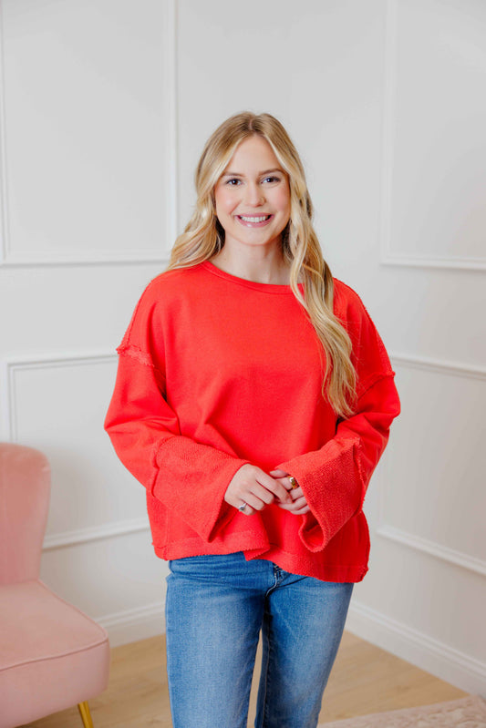 Red Open Back Sweatshirt