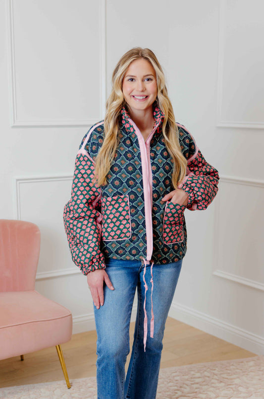 Rose Floral Quilted Jacket