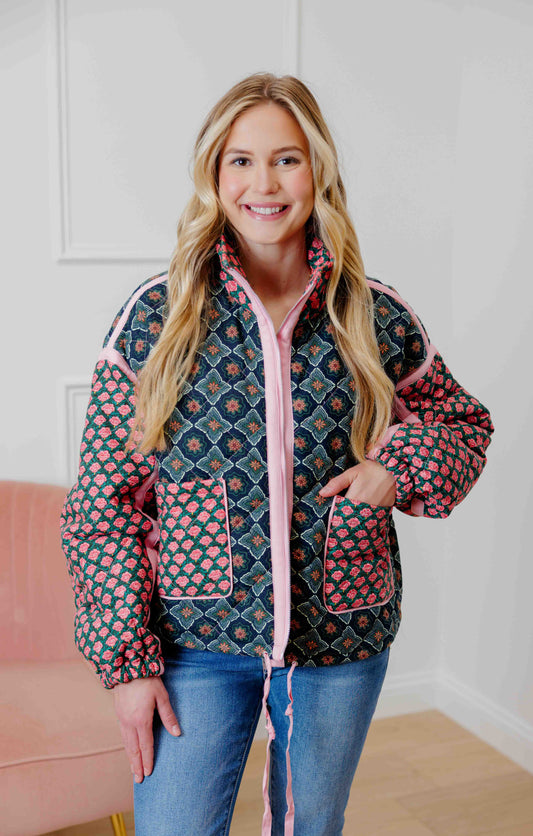 Rose Floral Quilted Jacket