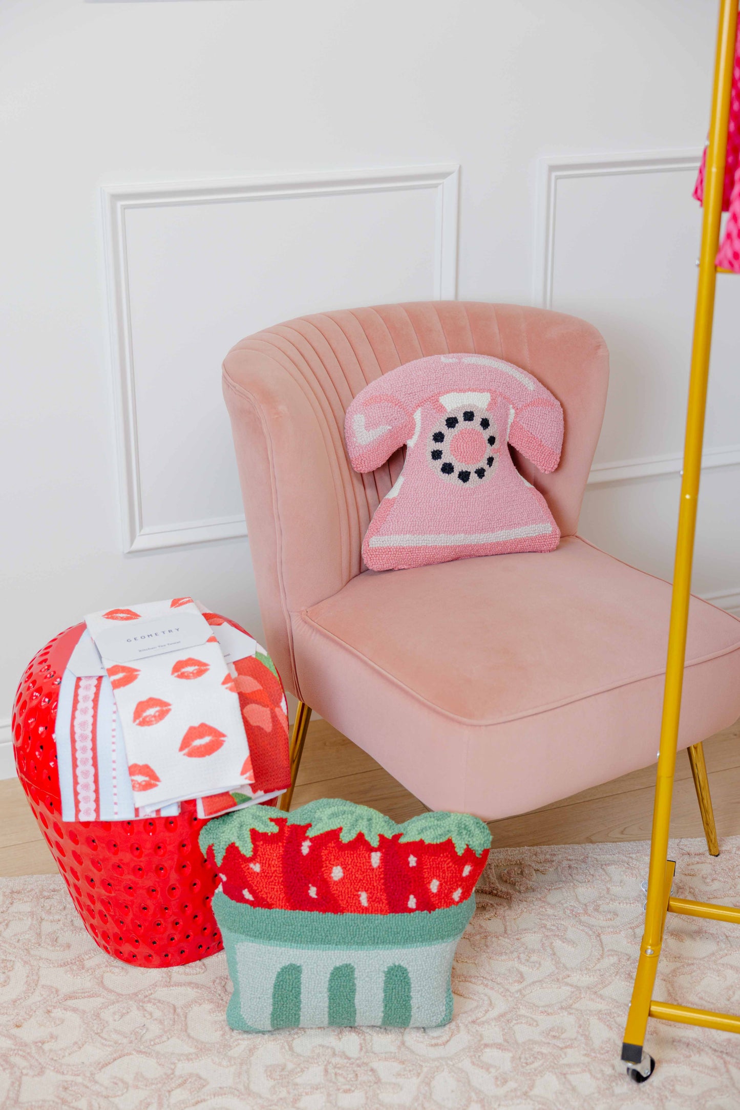 Pink Telephone Shaped Hook Pillow