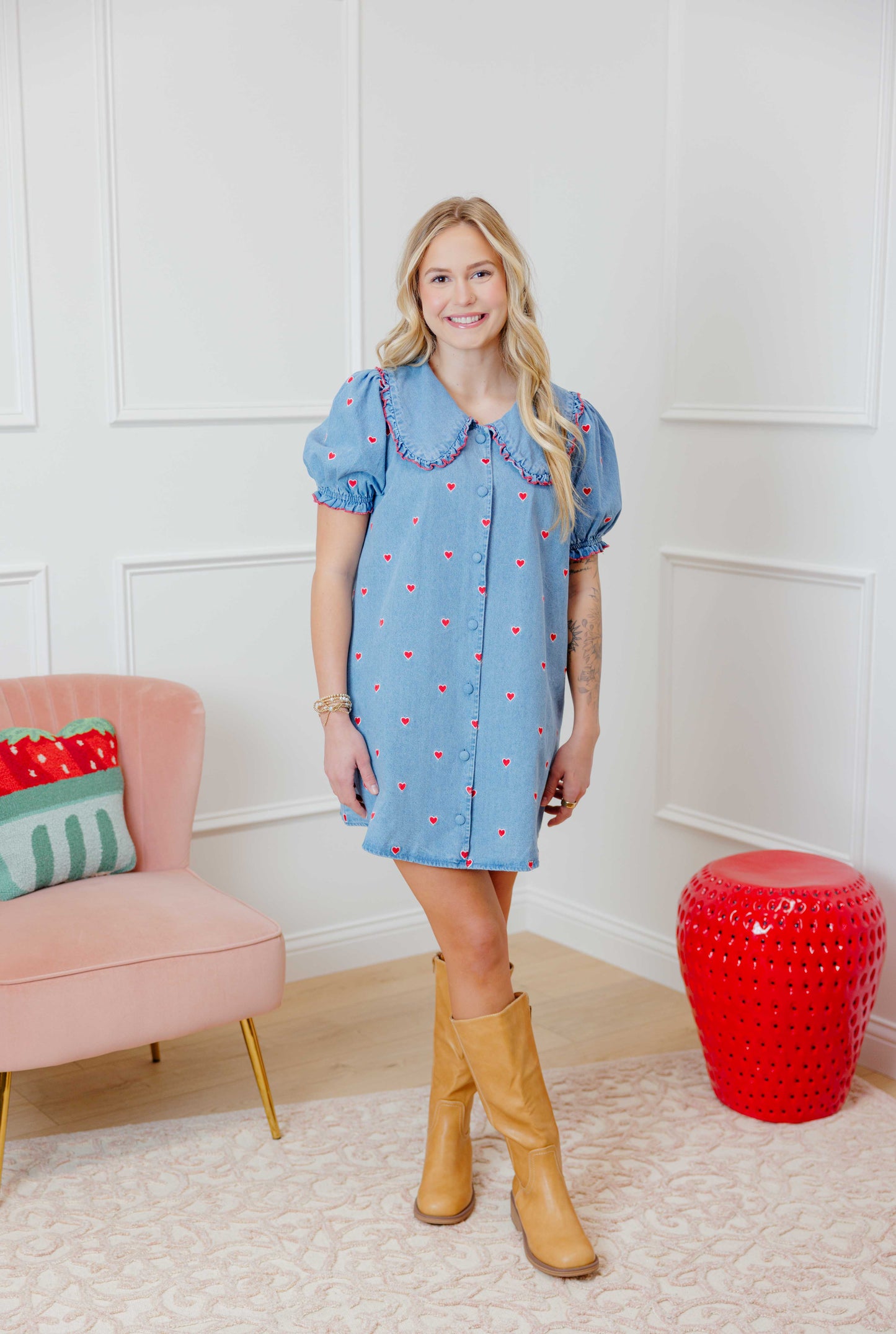 Denim Heart Mini Dress