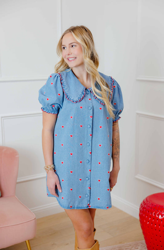 Denim Heart Mini Dress