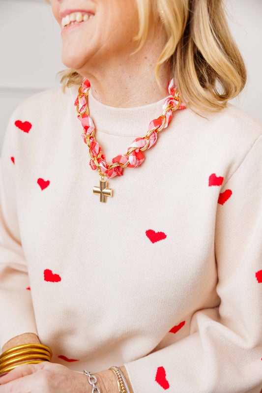 Red Cross Scarf Necklace