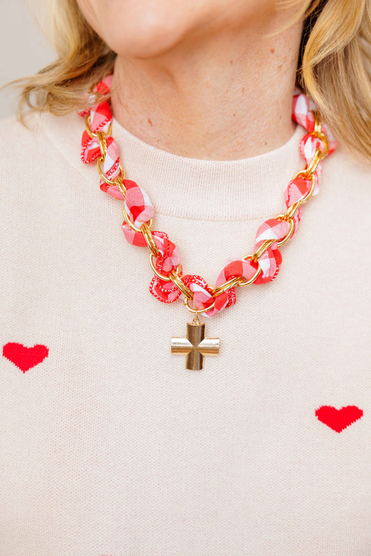 Red Cross Scarf Necklace