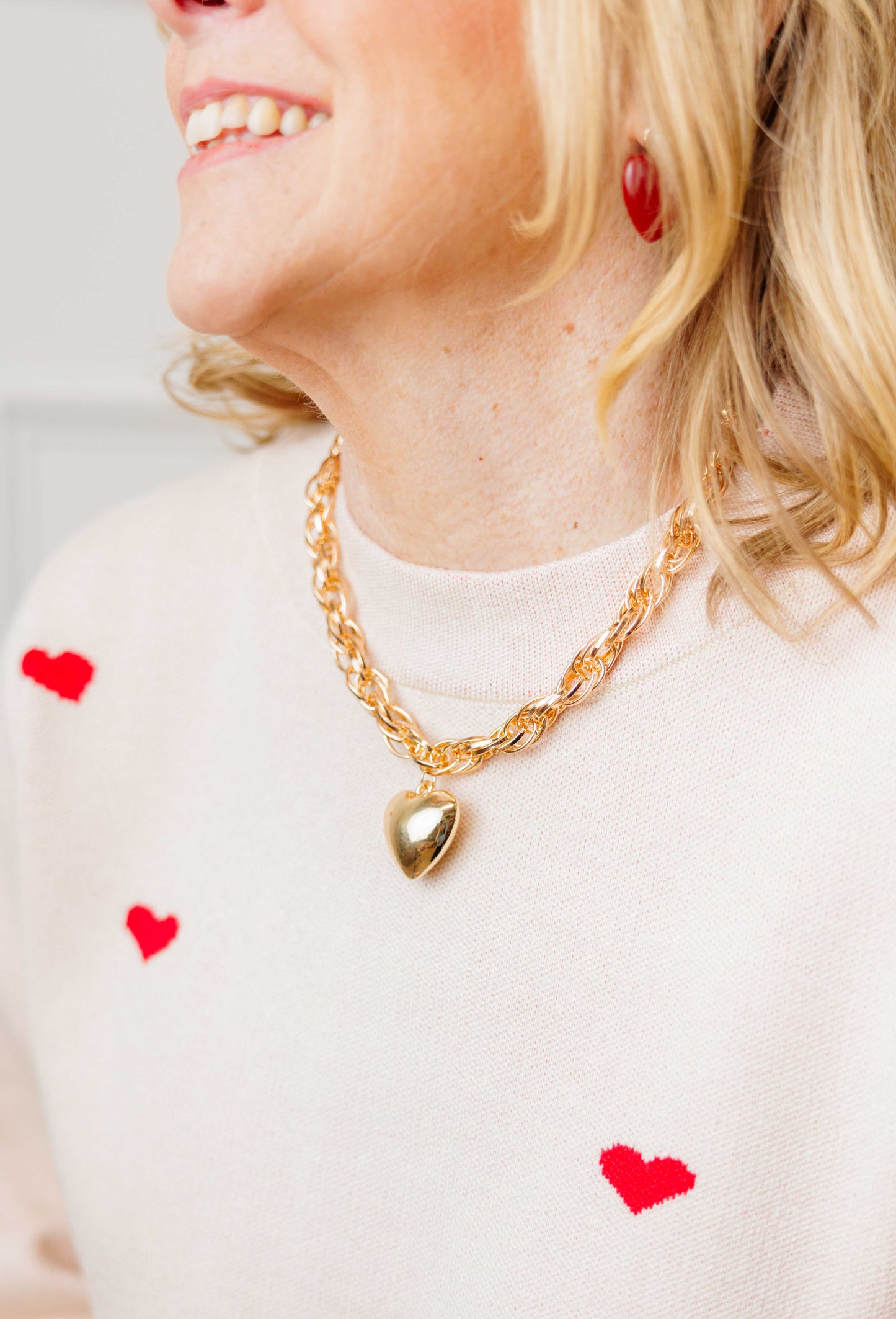 Puffy Heart Chain Necklace