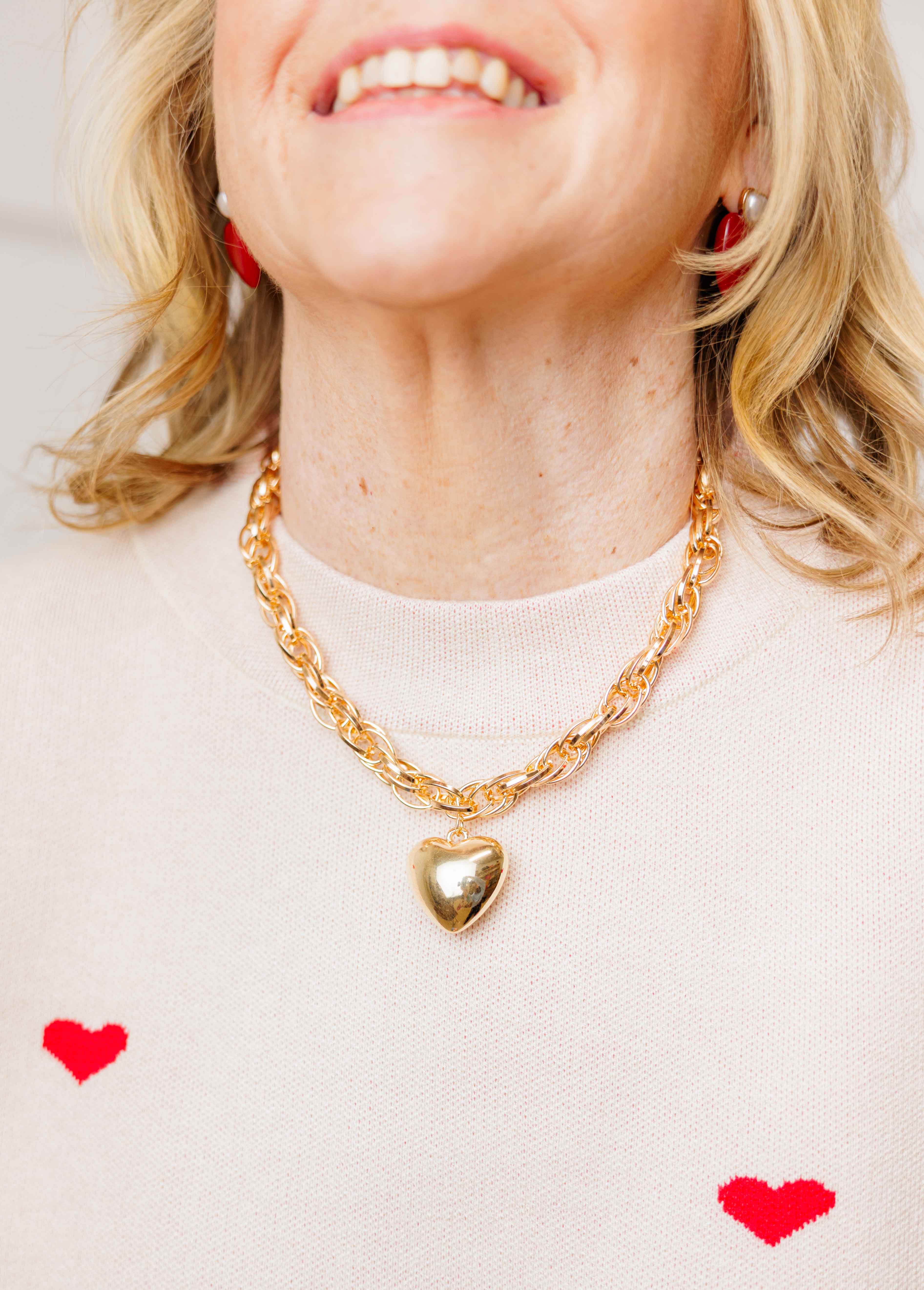 Puffy Heart Chain Necklace