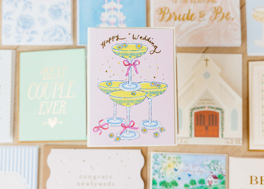 Champagne Tower Happy Wedding Card