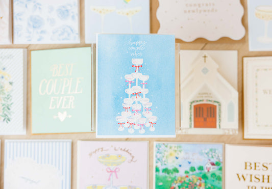 Champagne Tower Happy Couples Card
