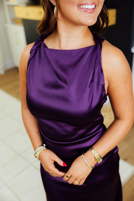 Plum Twisted Midi Dress