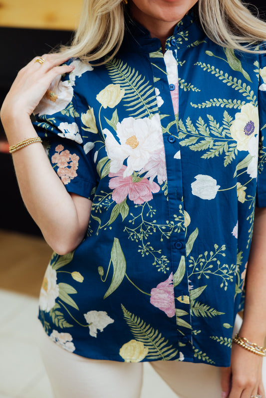 Teal Floral Blouse