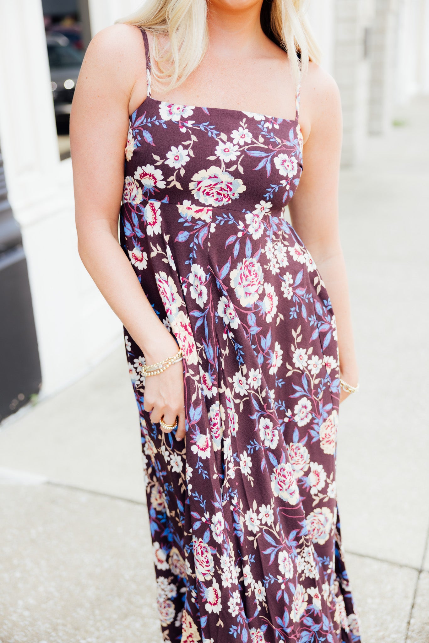 Brown Floral Midi Dress