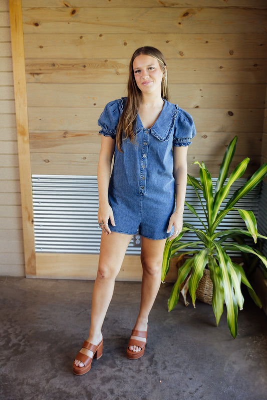 Sally Denim Romper