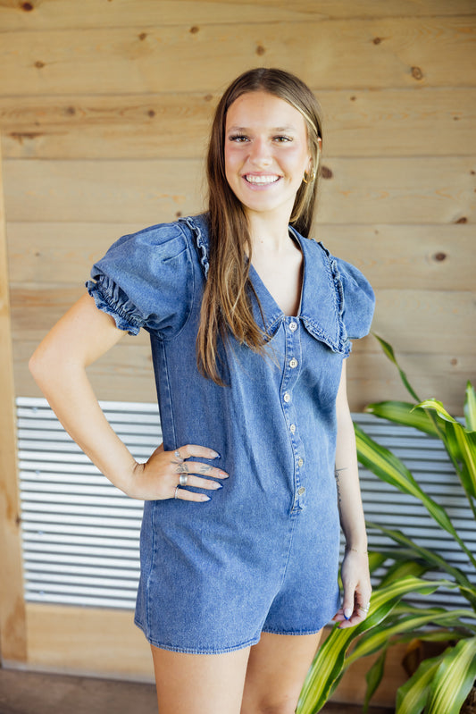 Sally Denim Romper