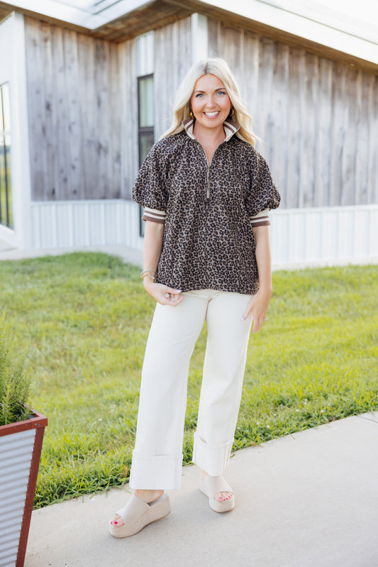 Leopard Puff Blouse
