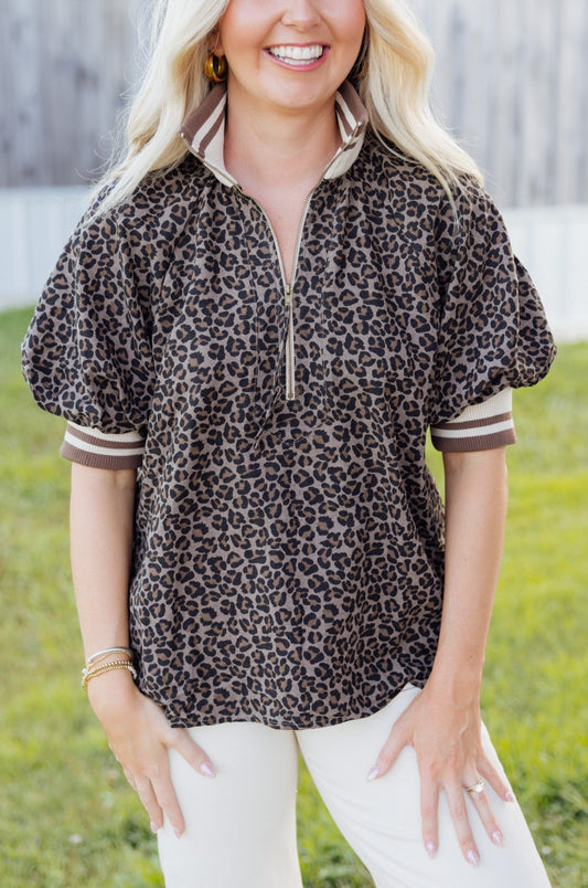 Leopard Puff Blouse