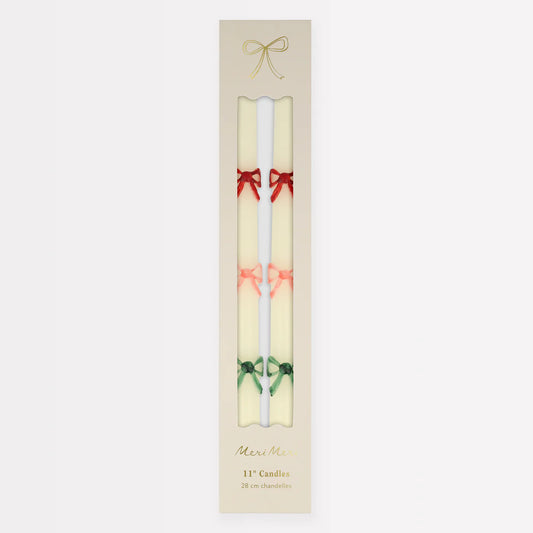 Multi Color Bow Taper Candles