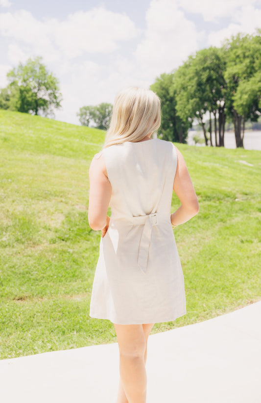 Oatmeal Button Down Linen Dress
