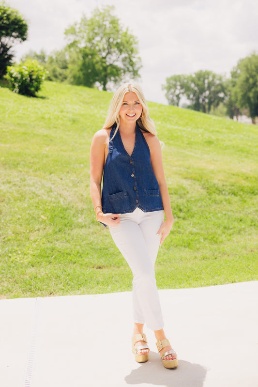 Denim Backless Vest