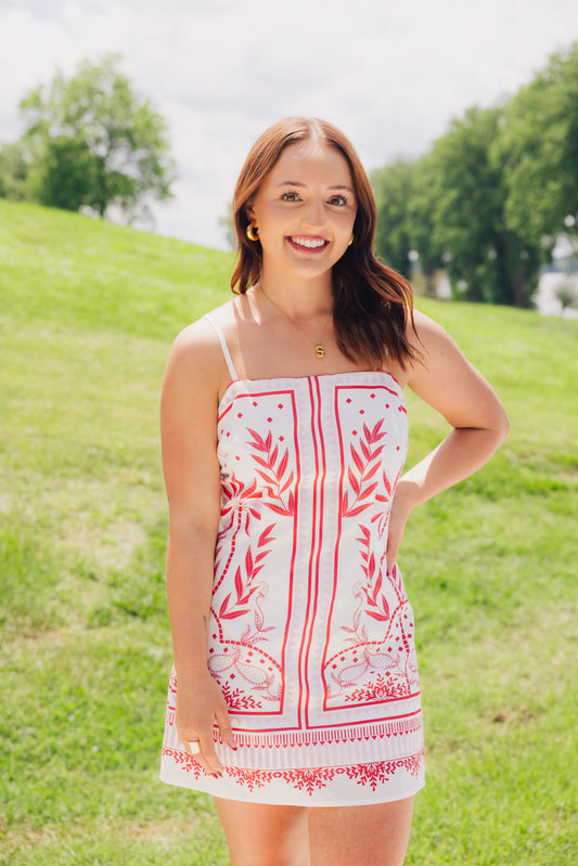 Red Printed Tube Dress