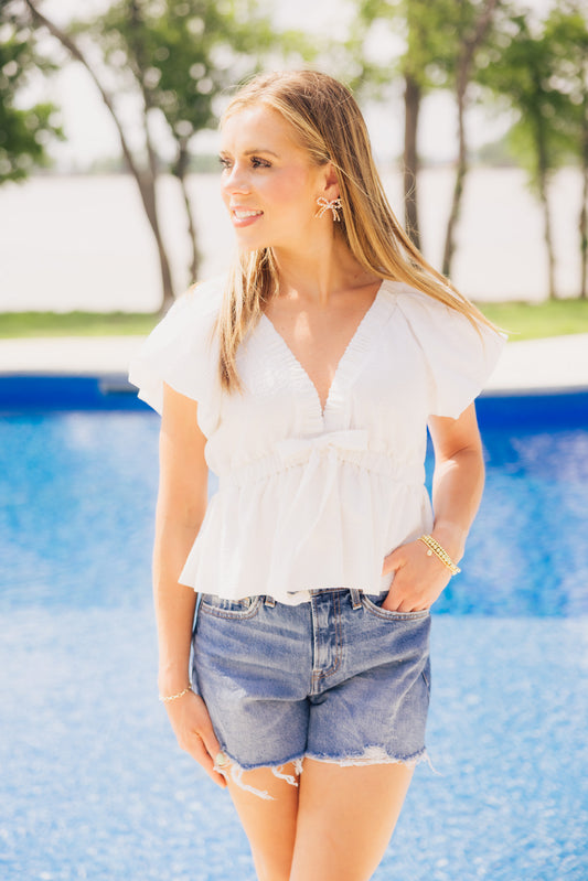 Ivory Flowy Textured Top