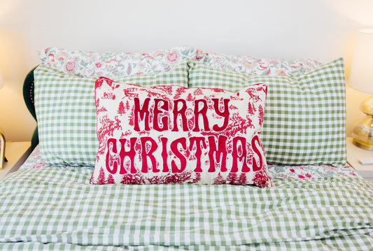 Red Christmas Toile Pillow