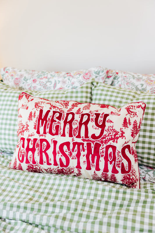 Red Christmas Toile Pillow