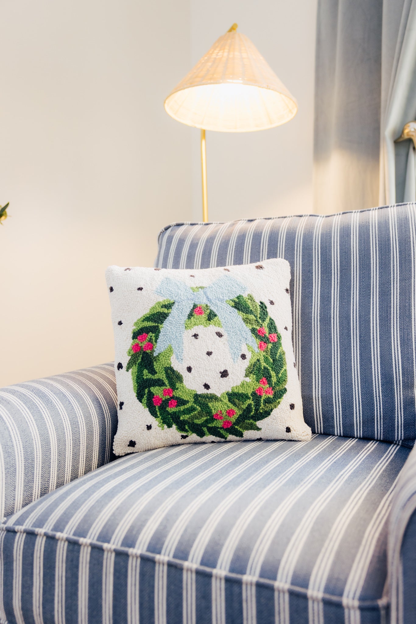 Spotted Holiday Wreath Hook Pillow