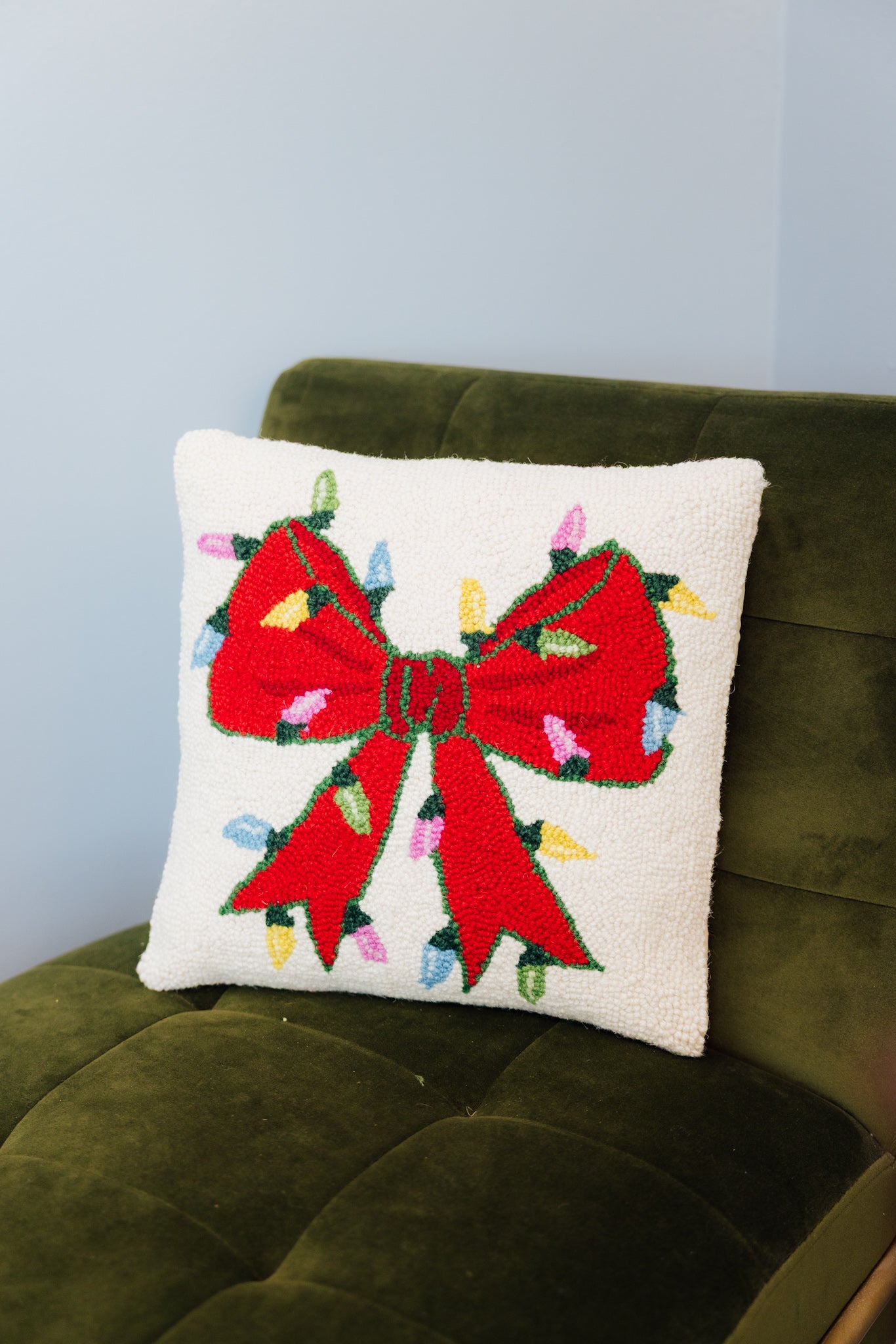 Christmas Lights Bow Hook Pillow