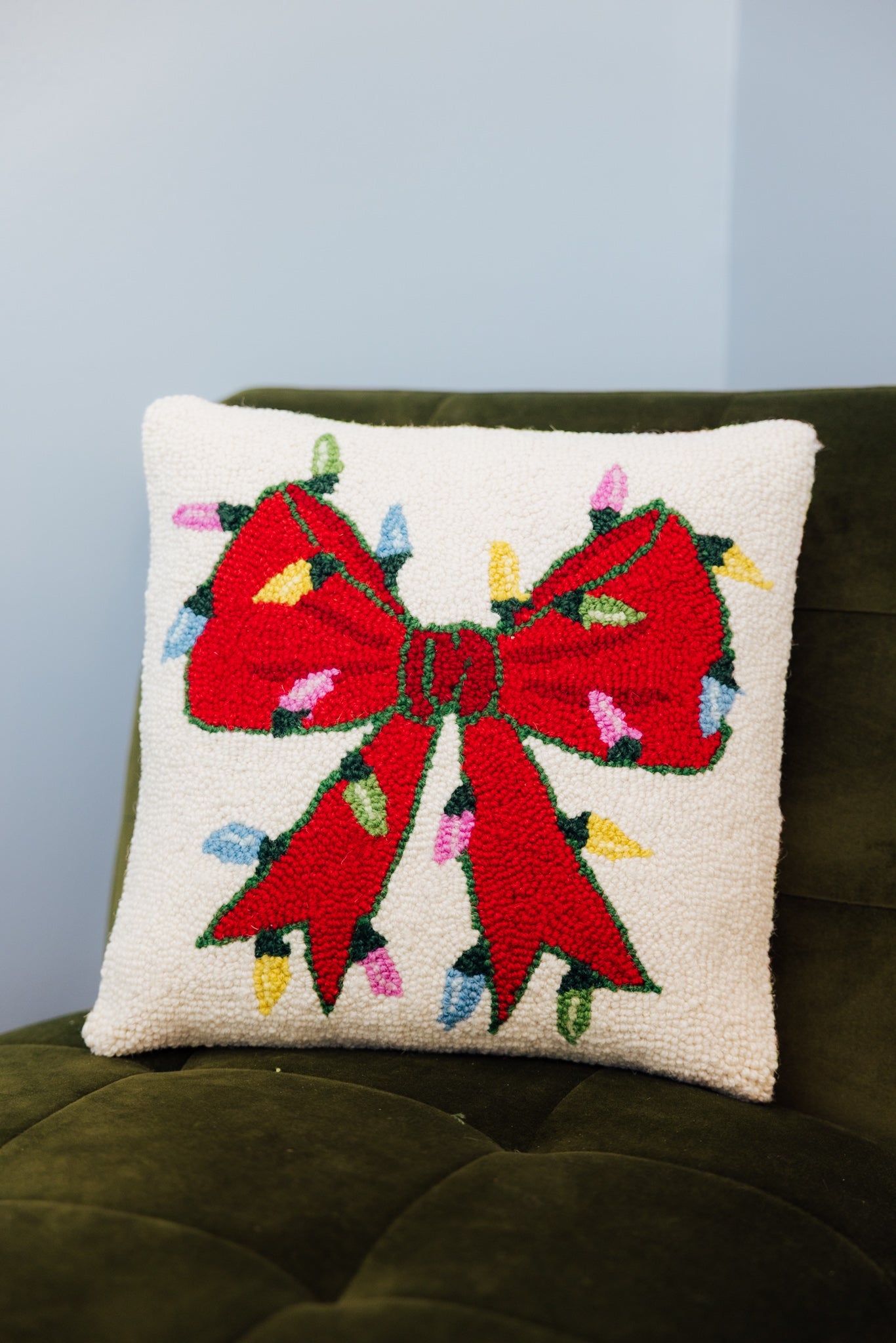 Christmas Lights Bow Hook Pillow
