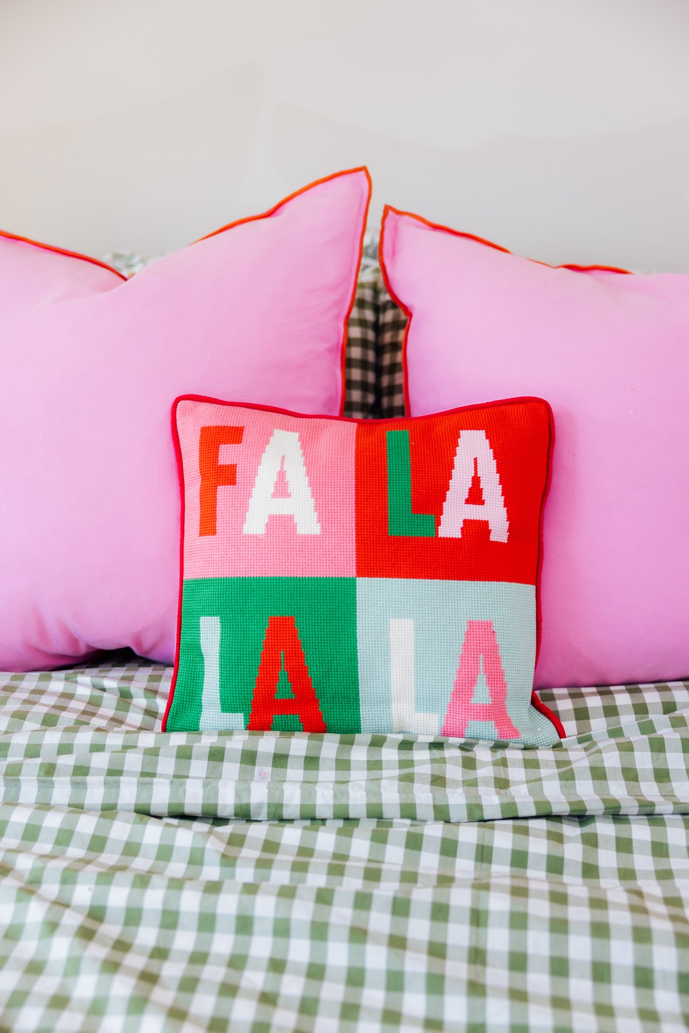 Fa La La Quadrant Embroidered Pillow