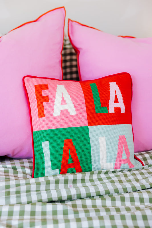 Fa La La Quadrant Embroidered Pillow