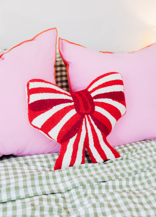 Shaped Red & White Bow Hook Pillow