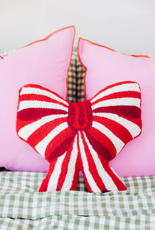 Shaped Red & White Bow Hook Pillow