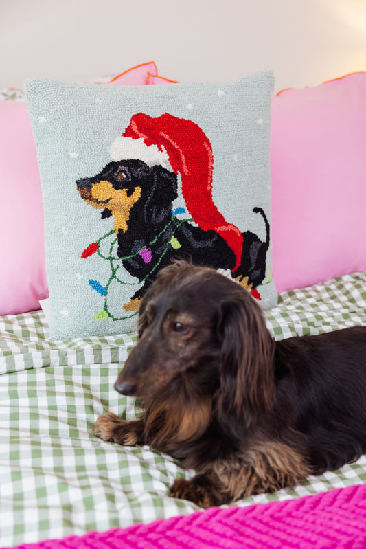 Christmas Dachshund Hook Pillow