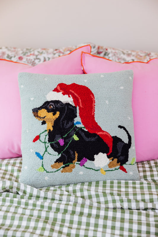Christmas Dachshund Hook Pillow