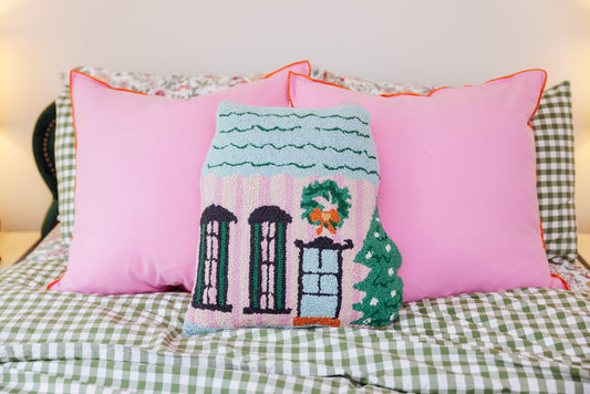 Holly Stripe Shaped House Hook Pillow