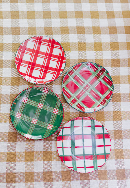 Holiday Plaid Appetizer Christmas Plate