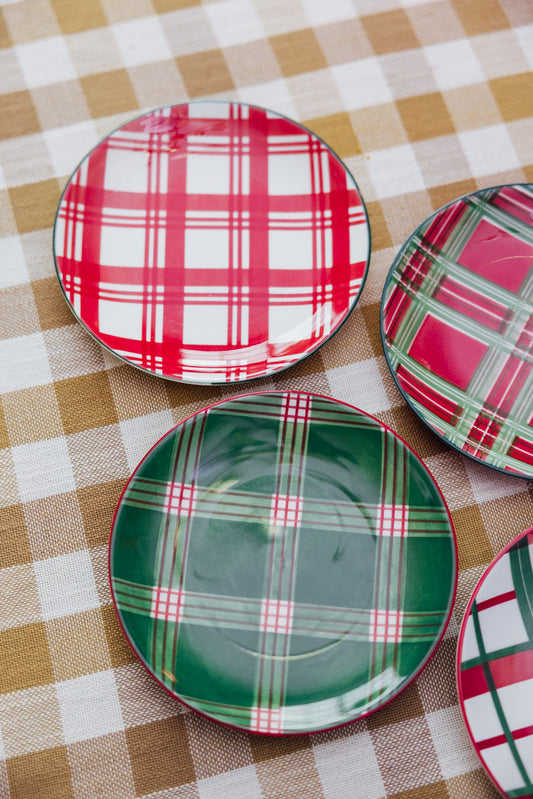 Holiday Plaid Appetizer Christmas Plate