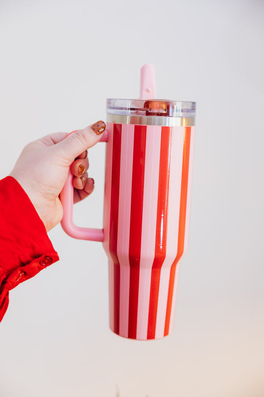 Pink & Red Stripe Tumbler 40oz