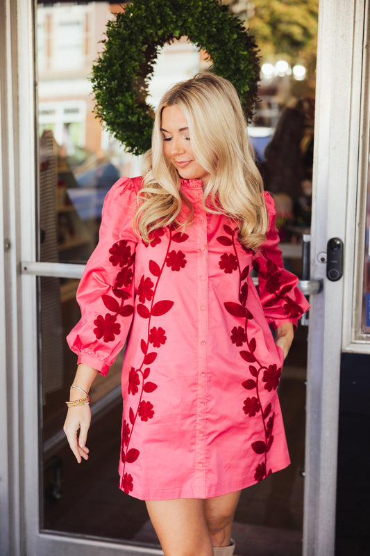 Flower Embroidery Mini Dress