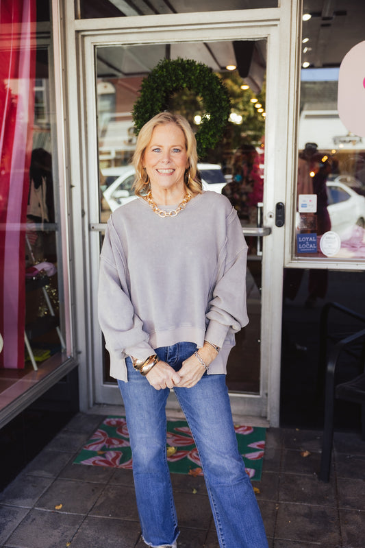 Dusty Blue Thermal Pullover