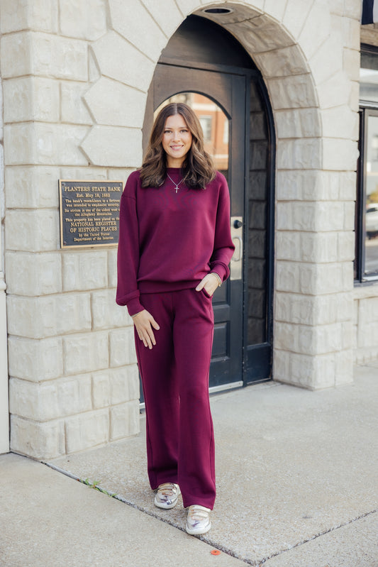 Wine Scuba Pant Set