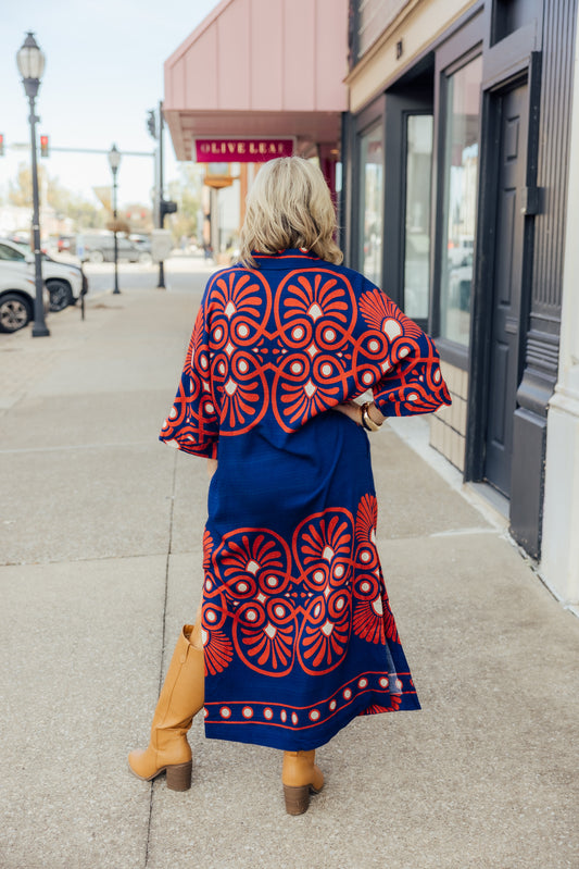 Navy Fall Midi Dress