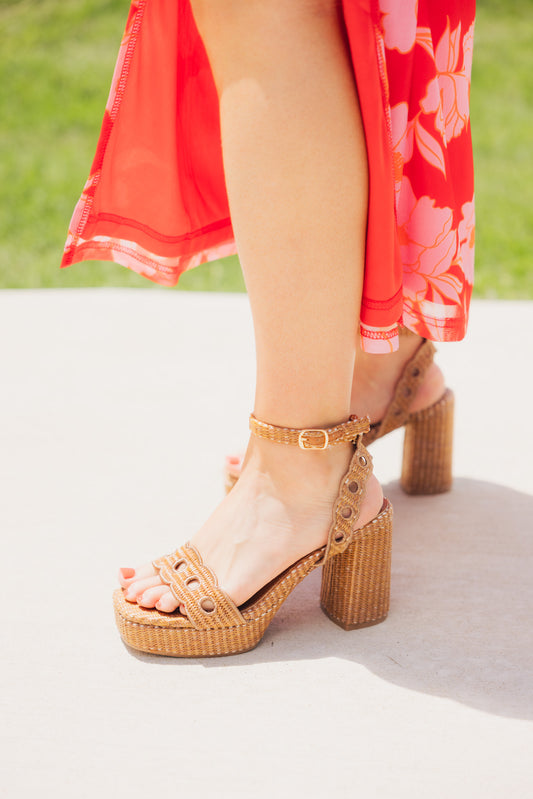 Moorea Cognac Platform Sandal