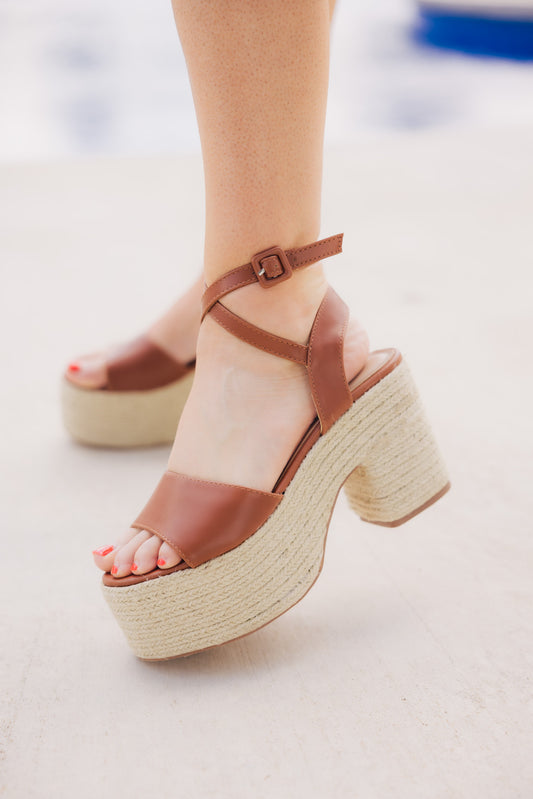 Tan Open Toe Espadrille Sandal